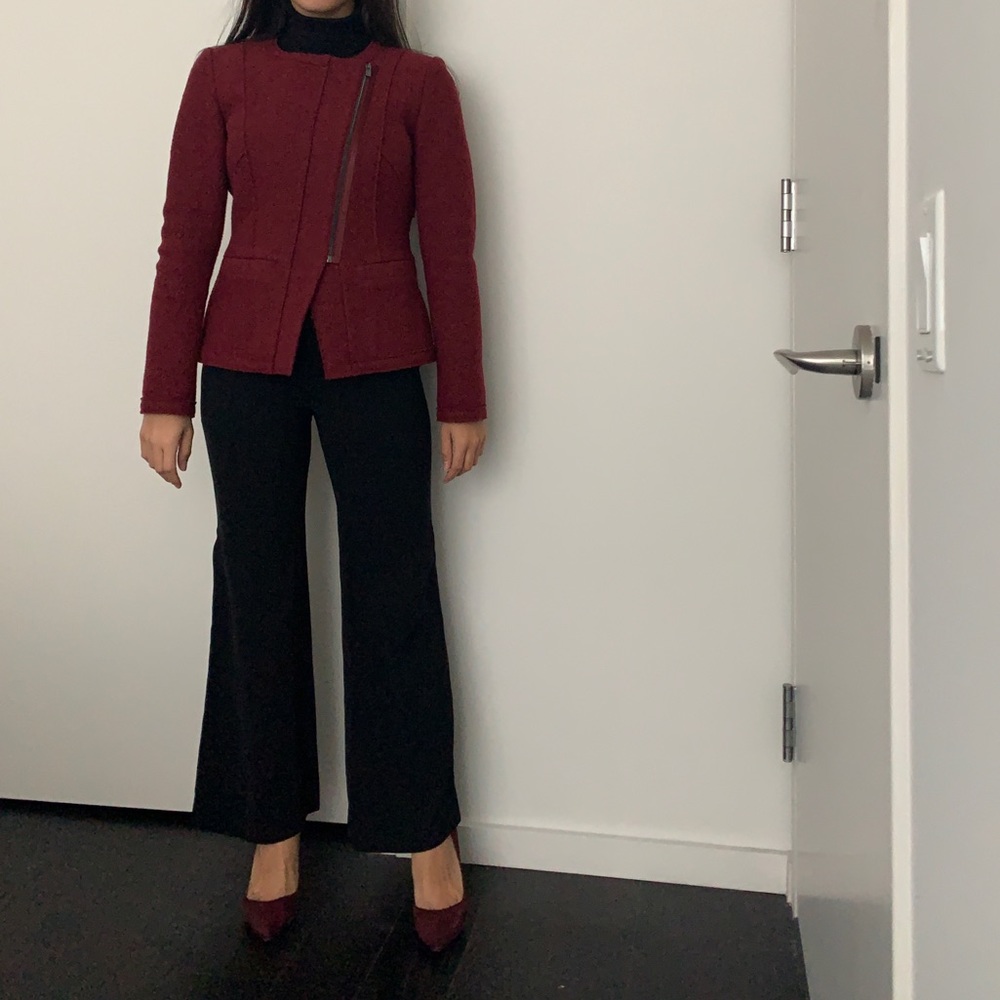 Burgundy Red 100% Wool Blazer